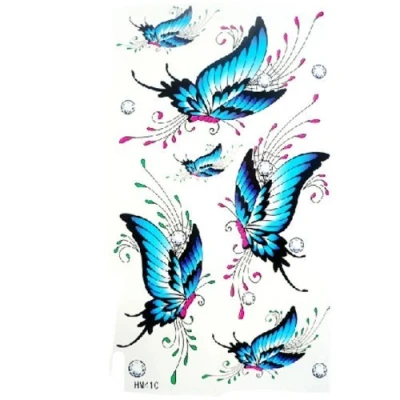 Image of Watertight tattoo stickers sexy blue butterfly