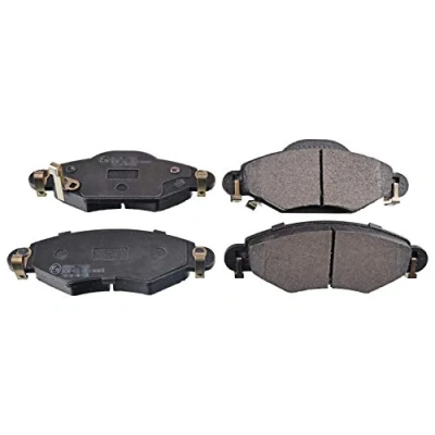 Image of 044650D010, 044650D040, 04465YZZCR, 04465YZZEM Brake pad set FEBI BILSTEIN 16576 Front Axle with acoustic wear warning TOYOTA: Yaris I Hatchback