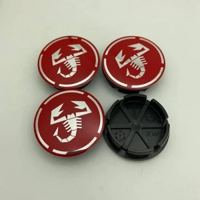 Image of HFLKKC 4pcs Car Hub Centre Caps, For Abarth, 50mm, Waterproof Wheel Cover, Wear Resistant Rim Caps Replacements, Protectors Trim Accessories