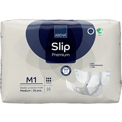 Image of ABENA Slip Premium All In One Incontinence Pads For Men &amp; Women, Eco Labelled Womens Pads, Mens Medium 1, 70 110cm Waist, 2000ml Absorbency, 26PK