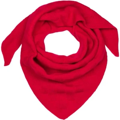 Image of styleBREAKER Ladies XXL Knitted Triangle Scarf Unicoloured with Checkerboard Pattern, Maxi Scarf, Triangular Warm Winter 01020047, Colour:Red
