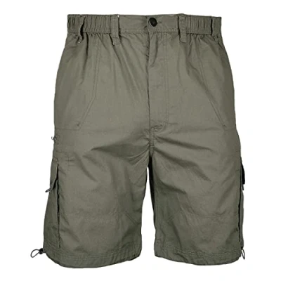 Image of Espionage Big Mens Olive Green Helm Poplin Cargo Shorts for Sizes 2XL 3XL 4XL 5XL 6XL 7XL 8XL, Size :