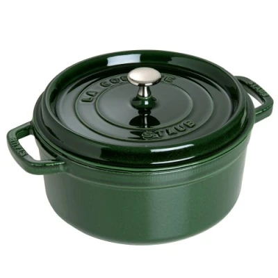 Image of Staub Cast Iron 2.75 qt Round Cocotte Basil, Made in France