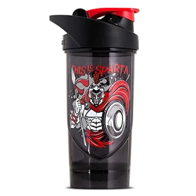 Image of Shieldmixer Hero Pro Classic Shaker This is Sparta, BPA Free, Gym Accessories, Protein Shaker, Fitness Drinking Bottle, Black, 700 ml