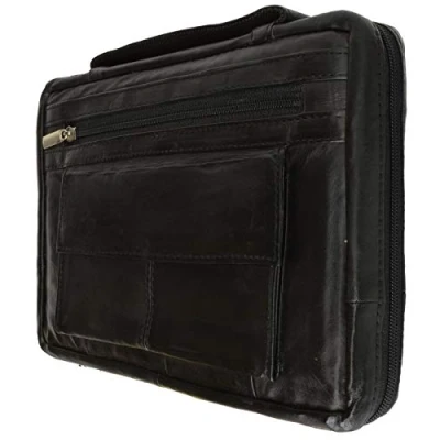 Image of Genuine Leather Large Book Covers Bible with Handle (Black)