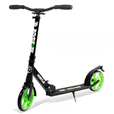 Image of Hurtle Renegade Kick Scooters for Kids Teenagers Adults 2 Wheel Scooter with Adjustable T Bar Handlebar Alloy Anti Slip Deck Portable Folding Carrying Strap