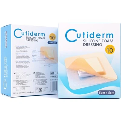 Image of Cutiderm Silicone Foam Wound Dressing, 5cm x 5cm, Pack of 10