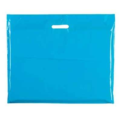 Image of 100X Plastic Carrier Bag Modern Printed Strong Gift Shopping Bags 3 SIZES/10 Colors (Plain Olympic Blue(Large))