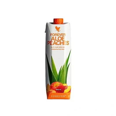 Image of Forever Living Products Aloe Peaches, 1000ml, Peach Flavored Vera gel, 83.4% pure inner leaf Aoe No added preservatives, Gluten Free, Vegan friendly