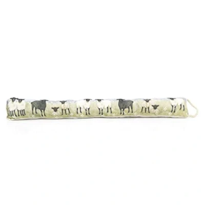 Image of 94cm Countryside Sheep Flock Fabric Door Draught Excluder Meadow Draft Cushion Insulator