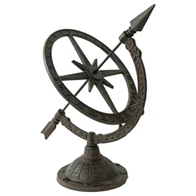 Image of Woodside Decorative Garden Table Sundial, Traditional Antique Cast Iron Outdoor Accessory