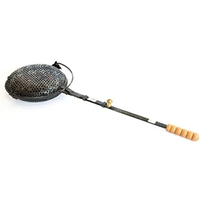 Image of Iron Chestnut Roasting Pan for Fireplaces with Wooden Handle