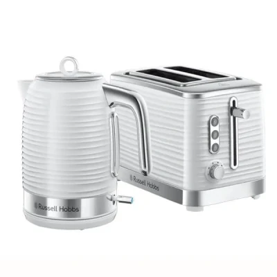 Image of Russell Hobbs Inspire Kettle &amp; 2 Slice Toaster Set White