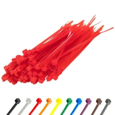 Image of Gocableties Small Red Cable Ties, 100mm x 2.5mm, Pack of 100, 4 Premium Nylon Zip Plastic Tie Wraps, Secure Self Locking Mechanism, for Home, Garden, Office and DIY