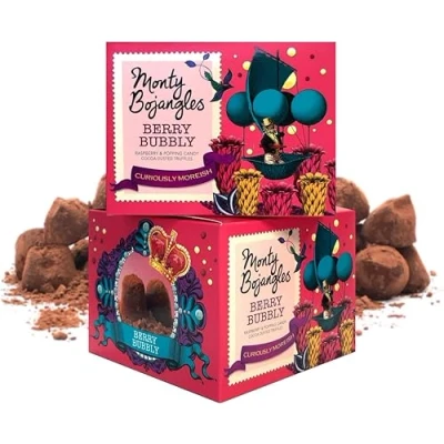 Image of Monty Bojangles Berry Bubbly 2 Gift Boxes Choose from 10 Flavours Cocoa Dusted Truffles, x150g (Gift Pack 300g)