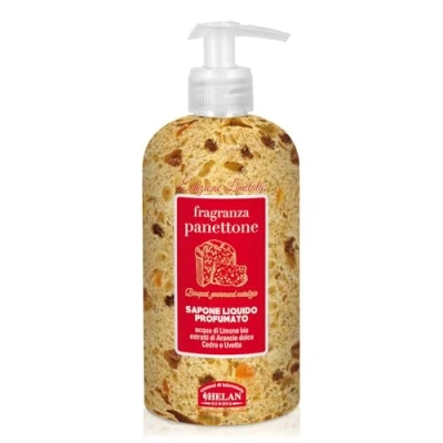 Image of Helan Panettone Handwash Liquid Soap with Custard, Brown Sugar and Cinnamon, Vegan Rum Notes Also Ideal for Body Wash, Plant Based Cleanser, Christmas Gifts Made in Italy, 500 ml