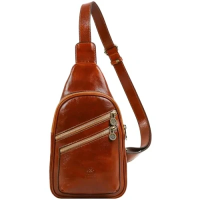 Image of Time Resistance Leather Crossbody Bag Brown Sling Messenger for Men and Women Handmade Shoulder Backpack