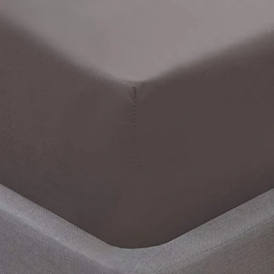 Image of Sleepdown Soft Plain Dye Fitted Sheet Thermal Warm Cosy Bedsheet Bed Linen Super King Grey, Polyester Microfibre