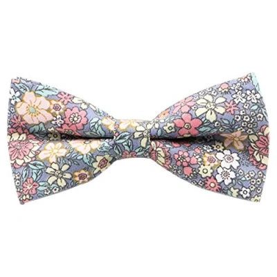 Image of Children&#039;s Kids Boys Luxury Cotton Pre Tied and Elasticated Bow Tie (Pink &amp; Yellow Floral) suitable for formalwear, weddings, parties, pageboy outfits