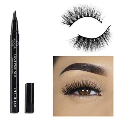 Image of AquaPurity PHOERA 9D Synthetic Mink Lashes &amp; Adhesive Eyeliner Kit Reusable up to 30 times Self Magic Pen With Waterproof No Glue Needed Set (LOS ANGLES)
