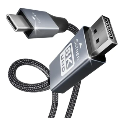 Image of BENFEI USB C to DisplayPort Cable, 4K@60Hz UHD 1.8M Cable Thunderbolt 3 DP Display Port Adapter Male Cord [Gold Plated Connector &amp; Aluminum Shell Nylon Braided]