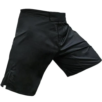 Image of Meister Elite Flex Fighter Board Shorts for MMA Training and Gym Workouts Blank No Logo, Black, 30W x 31L