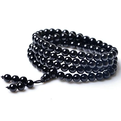 Image of COAI 108 Mala Beads Onyx Stone Prayer Bracelet Beaded Necklace 6mm