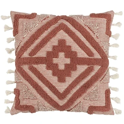 Image of furn. Kalai Geometric Tufted Cotton Feather Filled Cushion Burgundy Polycotton One Size