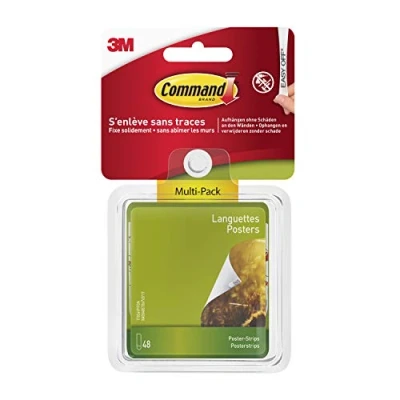 Image of Command Poster Strips, Value Pack, 48 Adhesive White Ideal for Hanging Posters, Schedules, Calendars or Pictures without Frames