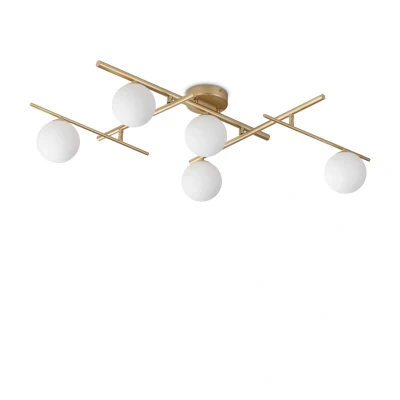 Image of Atlas 5 Light Globe Ceiling Brass