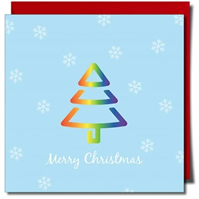Image of Merry Christmas LGBT greeting Card Lesbian Gay 150mm x Premium