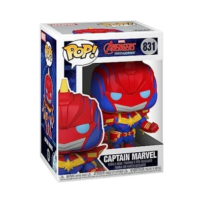 Image of Funko POP! Mech Cap. Captain Marvel Comics Vinyl Collectable Figure Gift Idea Official Merchandise Toys for Kids &amp; Adults Comic Books Fans Model Collectors and Display