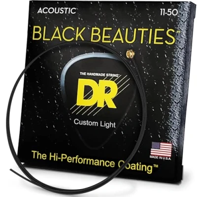 Image of DR Strings Black Beauties Acoustic Custom Lite