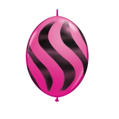 Image of Toyland® Pack of 50 12&quot; Pink Linking Latex Balloons With Black Wavy Stripes Celebration &amp; Party Decorations