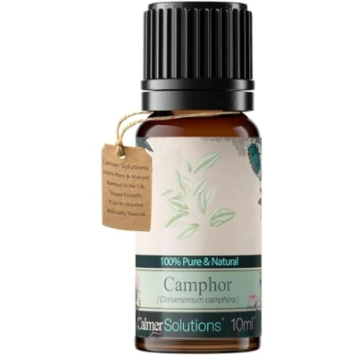 Image of Calmer Solutions Camphor Essential Oil 10ml Muscle Aches, Joint Pain, Circulation Pure 100% Natural UK Sourced Professional or Home use Diffusers, Humidifiers, Candles &amp; More