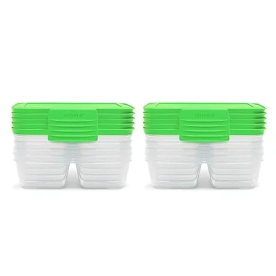 Image of Sistema Nest It Meal Prep Food Storage Containers with Lids, 2 Compartments, 3.7 Cups, 10 Pack, Green