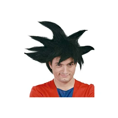 Image of FIESTAS GUIRCA Black Warrior Wig (One Size) Unisex Adult for Anime and Cosplay Fancy Dress Costumes Ideal Halloween, Carnival, Parties