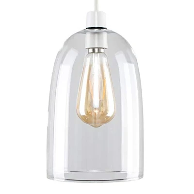 Image of MiniSun Modern Clear Dome Shaped Glass Ceiling Pendant Light Shade Complete with a 4w LED Filament Bulb [2700K Warm White]