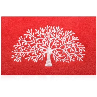 Image of AOAOPQ Rubber Backing Mat Door for Indoor and Outdoor Front Machine Washable Doormat Entrance Shoes Scraper 45 x 70 cm Tree Of Life Grey