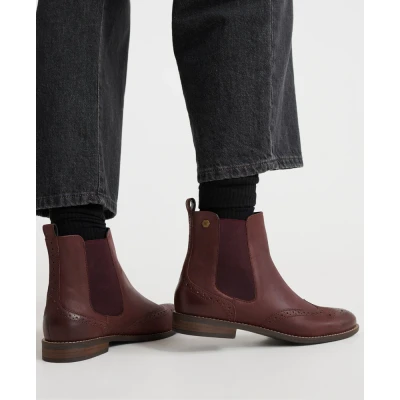 Image of Superdry Womens Millie Brogue Chelsea Boots Red Size UK 4