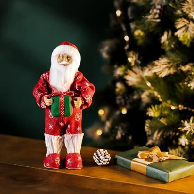 Image of Marco Paul Interiors 30cm Pyjamas Santa Claus Christmas decorations Indoor Home Xmas Festive Figure Father Ornaments Decor