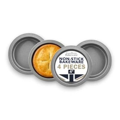 Image of Samuel Groves 4X Mini Pie Cake Tins Long Life 4 (10cm) Non Stick Made in England