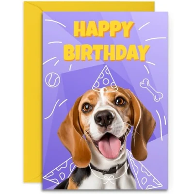 Image of Beagle Birthday Card Superhero Cute Dog Design A5 Size with Envelope