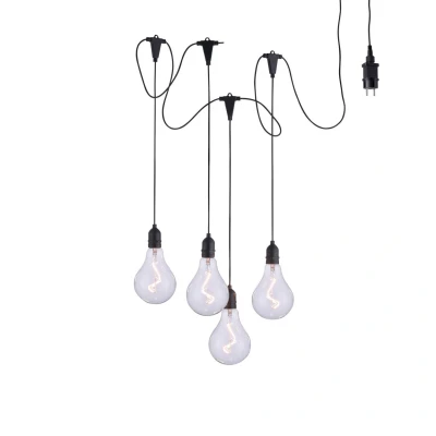 Image of Enni Cluster Pendant Ceiling Light Black 4x LED 0.45W 2700K IP44