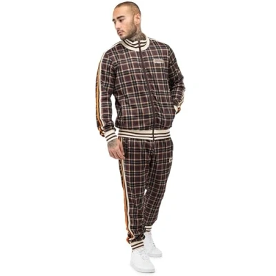 Image of Lonsdale Men&#039;s Hedley Tracksuit, Brown/Ecru/Orange, L