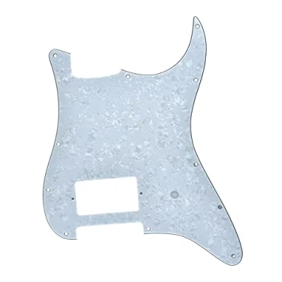 Image of KAISH 11 Hole ST/Strat Style One Humbucker Guitar Pickguard Scratch Plate for Delonge Stratocaster/Strat White Pearl