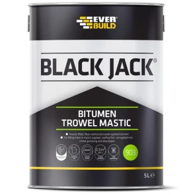 Image of Everbuild Black Jack 903 Bitumen Trowel Mastic Trowellable Bituminous Compound 1 Litre