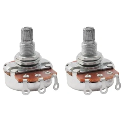 Image of Musiclily A500K Metric Split Shaft Pots Audio Taper Potentiometers for Electric Guitar Bass (Set of 2)