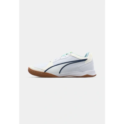 Image of PUMA Unisex Pressing IV Soccer Shoe, White Aqua Fizzy Light SEA Glass, 11 UK