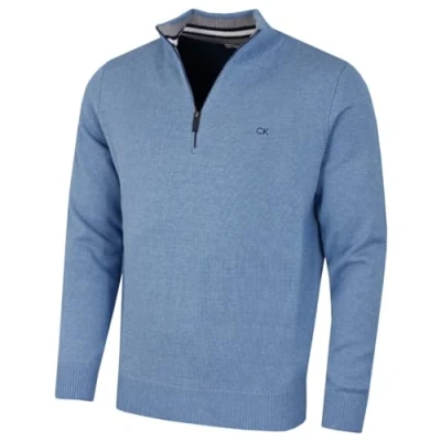 Image of Calvin Klein Mens 1/2 Zip CK Golf Sweater Sky Marl Sport L